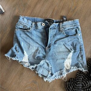 Women’s Light Blue Distressed Denim Shorts
